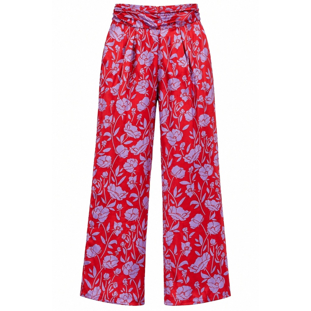 Lovers + Friends Selma Pants Size S Red Purple Floral High Rise Wide Leg